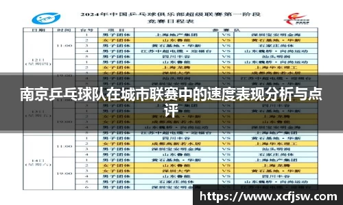 南京乒乓球队在城市联赛中的速度表现分析与点评